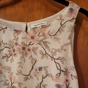NWOT Max Studio floral sleeveless lined tunic length top size Large